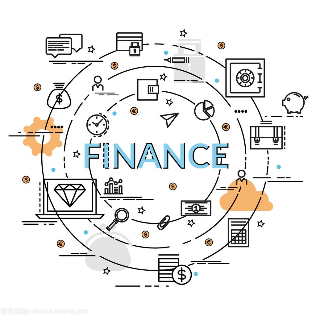 為財務和金錢的平面色彩設計概念。信息創意產品理念